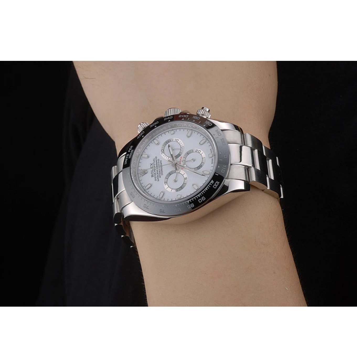 Rolex copies cheap Steep White Ceramic Tachymeter 80249 Black Strap Dial Rolex Daytona Stainless 0710